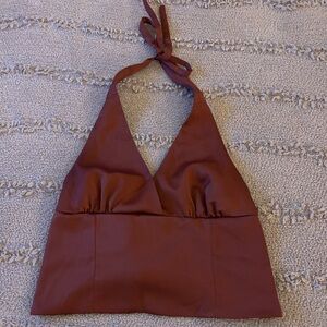 Urban Outfitters red satin halter top